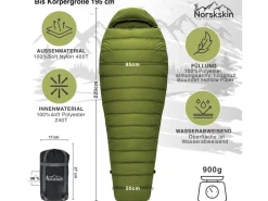 Norskskin Ultralight 900 L Mumienschlafsack - Green