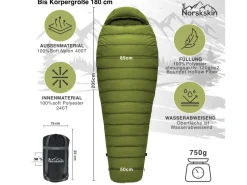 Norskskin Ultralight 800 R Mumienschlafsack - Green