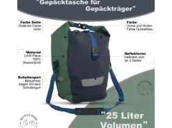 Nraveik Gepäckträger Tasche Grün RollTop Fahrradtasche