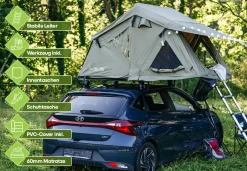 OutdoorU Compact 2 Pers Dachzelt inkl. Dachfenster - Grau