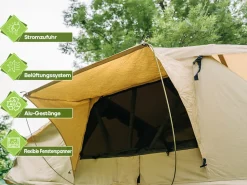 OutdoorU Family 4 Pers Dachzelt inkl. Vorzelt & Leiter - Grün