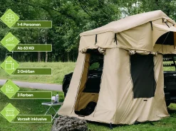 OutdoorU Family 5 Pers Dachzelt inkl. Vorzelt& Leiter - Grün