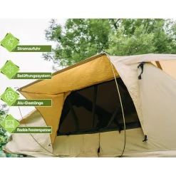 OutdoorU Family 3 Pers inkl. Vorzelt & Leiter - Khaki