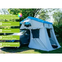 OutdoorU Family Plus 4 Pers Dachzelt inkl. Vorzelt - Stone Grey