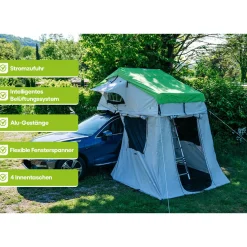 OutdoorU Family Plus 4 Pers Dachzelt inkl. Vorzelt - Stone Grey