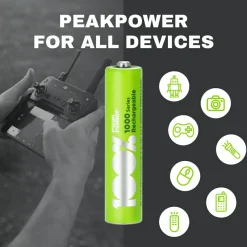 100%PeakPower Set von 12 AAA Batterien