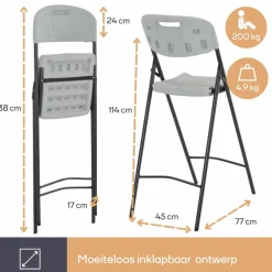 Perel hoher Klappstuhl - Weiß
