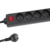 Perel EB4BLNS 4-fach Steckdosenleiste mit Schalter - 1,5 Meter