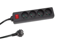 Perel EB4BLNS 4-fach Steckdosenleiste mit Schalter - 1,5 Meter