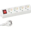 Perel EB4S-3-G 4-fach Steckdosenleiste mit Schalter - 3 Meter