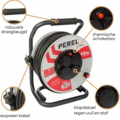 Perel ECR40NP25N 4-wege Kabeltrommel - 40 Meter