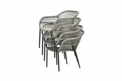 Pescara Dining Stuhl - carbon schwarz - rope Taupe - desert sand