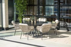 Pescara Dining Stuhl - carbon schwarz - rope Taupe - desert sand