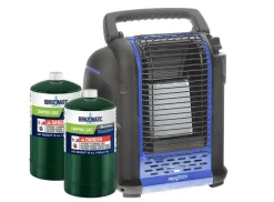 PortaHeatmaster 2000 Watt Gasheizer mit 2 Gasflaschen