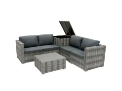 Rattan Modular 6-teiliges Möbelset – Grau