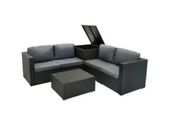 Rattan Modular 6-teiliges Möbelset – Schwarz