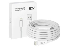 R2B 2 Meter weißes USB-A zu Lightning Kabel