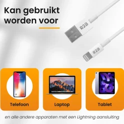 R2B 1 Meter weißes USB-A zu Lightning Kabel