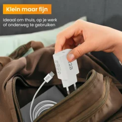 R2B 1 Meter weißes USB-C Kabel mit USB-C Ladegerät