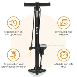 R2B Fahrradpumpe mit Manometer – Doppelventilkopf