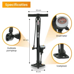 R2B Fahrradpumpe mit Manometer – Doppelventilkopf