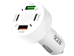 R2B 20W USB-C & USB-A Autoladegerät - White