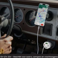 R2B 20W USB-C & USB-A Autoladegerät - White
