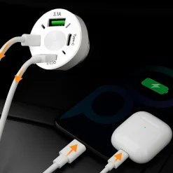 R2B 20W USB-C & USB-A Autoladegerät - White
