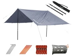 SKANDIKA 3 x 3 Meter Sonnensegel Set mit Teleskopstangen