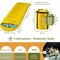 Skandika Dundee Flanell RV links Gelber Schlafsack
