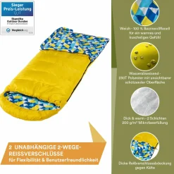 Skandika Dundee Flanell RV rechts gelber Schlafsack