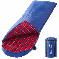Skandika Dundee Flanell RV links blauer Schlafsack