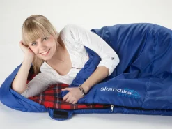 Skandika Dundee Flanell RV links blauer Schlafsack