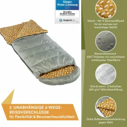 Skandika Dundee Flanell RV links grauer Schlafsack