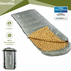 Skandika Dundee Flanell RV links grauer Schlafsack
