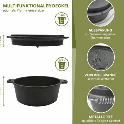 Skandika Dutch Oven Flame Master ohne Füße 7,1L Komplettsatz