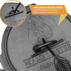 Skandika Dutch Oven Flame Master ohne Füße 7,1L Komplettsatz