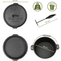 Skandika Dutch Oven Flame Master ohne Füße 13,8L Komplettsatz