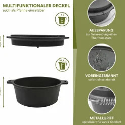 Skandika Dutch Oven Flame Master ohne Füße 13,8L Komplettsatz
