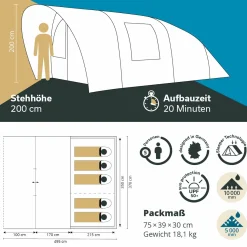 Skandika Hafslo 5 Sleeper Protect Tunnelzelt