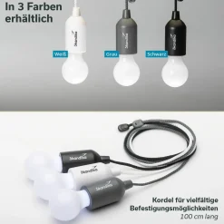 Skandika Narvik 4er-Set LED-Camping-Hängelampen - White
