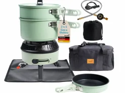 Skandika Rask Hybrid Campingkocher Satz - Green
