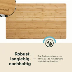 Skandika Tobro Bambus Campingtisch - 120 x 70 cm