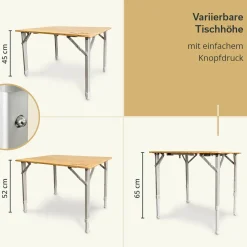 Skandika Tolja 65 x 50 Bambus Falttisch