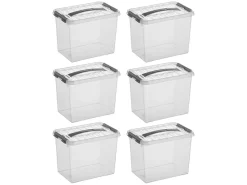 Sunware Q-line 9 Liter Transparent Aufbewahrungsbox - Set von 6