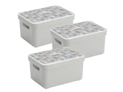 Sunware Sigma 13 Liter Grey Triangel Box mit Deckel - Set von 3