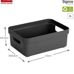 Sunware Sigma home 9 Liter Anthracite Aufbewahrungsbox - 6 Stück