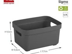 Sunware Sigma Home 2,5 liter Set von 6 Lagerbox - Anthracite