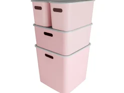 Sunware Sigma home 4er-Set cube boxen mit Deckel - rosa