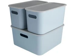 Sunware Sigma home 3er-Set cube boxen mit Deckel - blau